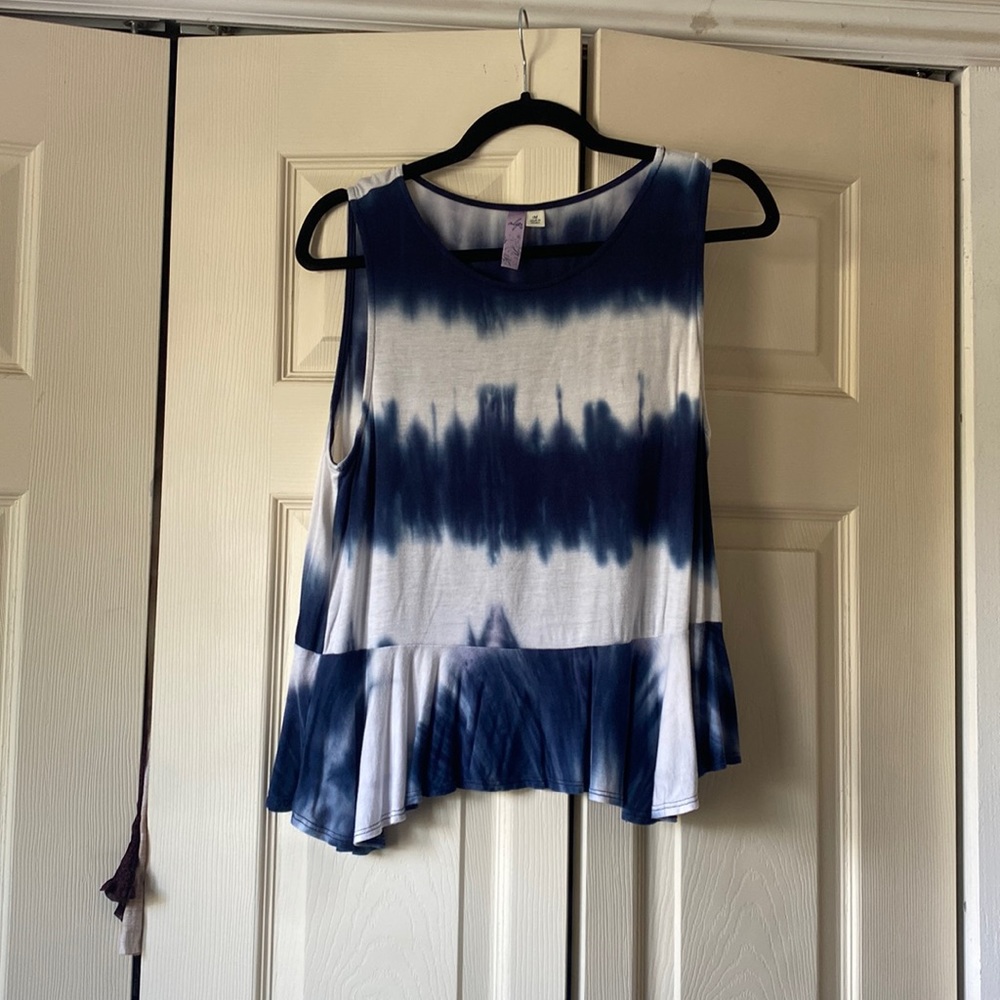 Alya tie die peplum shirt. Size M